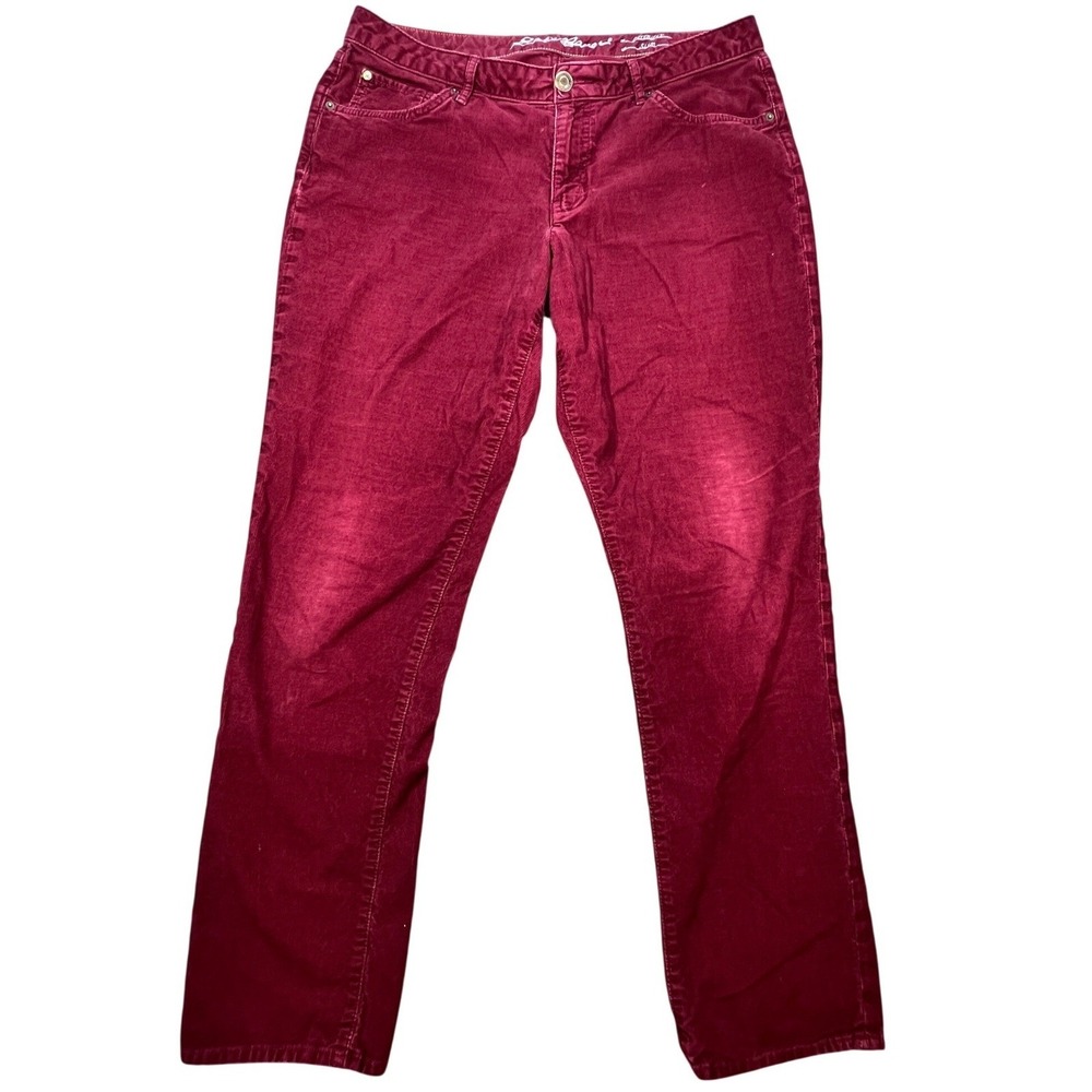 Eddie Bauer Burgundy Boyfriend Slim Leg Corduroy Pants Womens 12